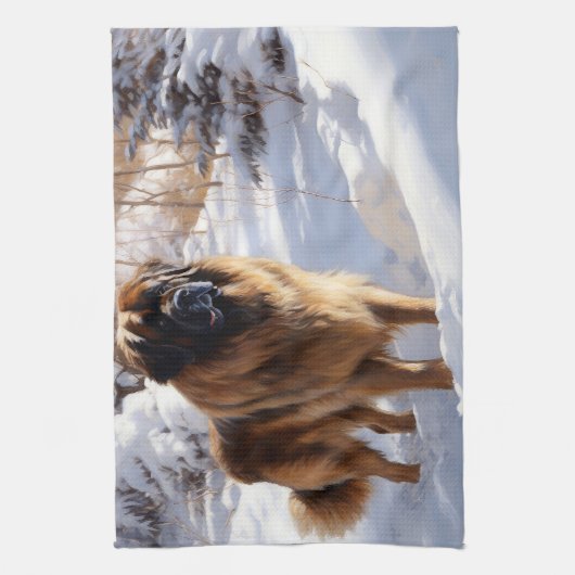 Leonberger liet het sneeuwen Kerstmis Theedoek (Verticaal)