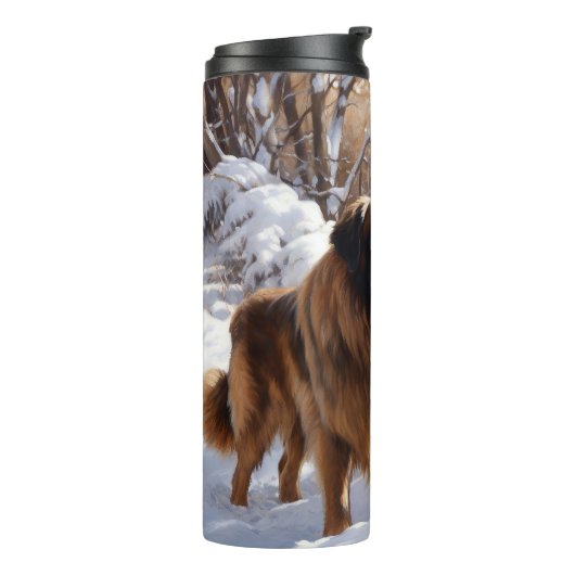 Leonberger liet het sneeuwen Kerstmis Thermosbeker (Gedraaid links)