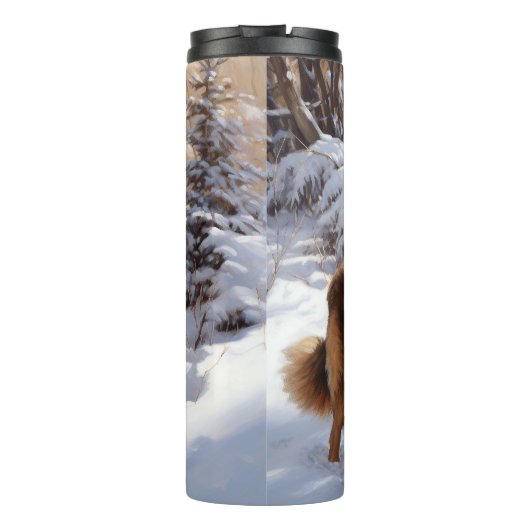 Leonberger liet het sneeuwen Kerstmis Thermosbeker (Achterkant)