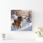 Leonberger liet het sneeuwen Kerstmis Vierkante Klok (Huis)