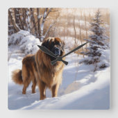 Leonberger liet het sneeuwen Kerstmis Vierkante Klok (Voorkant)