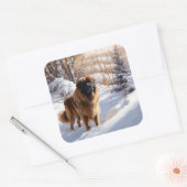 Leonberger liet het sneeuwen Kerstmis Vierkante Sticker (Envelop)