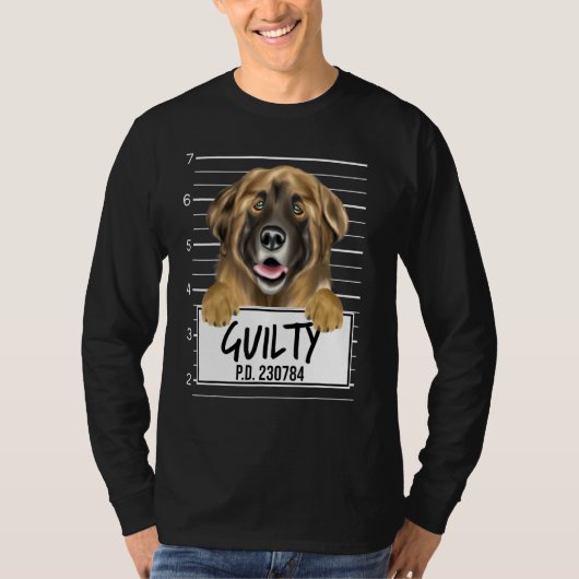 Leonberger Mugshot Schuldige Hond T-shirt (Voorkant)