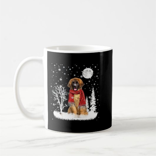 Leonberger onder Moonlight Snow Kerstmis 3 Koffiemok (Links)