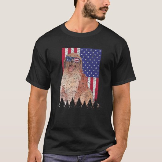 Leonberger Patriotic Dog USA Pride American Flag T-shirt (Voorkant)