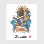 Leonberger Puppy een boek lezen Sticker (Vel)