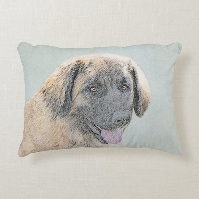 Leonberger schilderen - Kute Original Dog Art Accent Kussen (Voorkant)