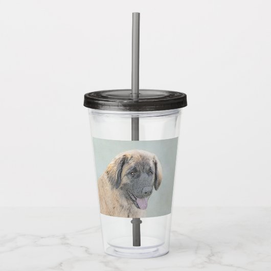 Leonberger schilderen - Kute Original Dog Art Acryl Drinkbeker (Voorkant)