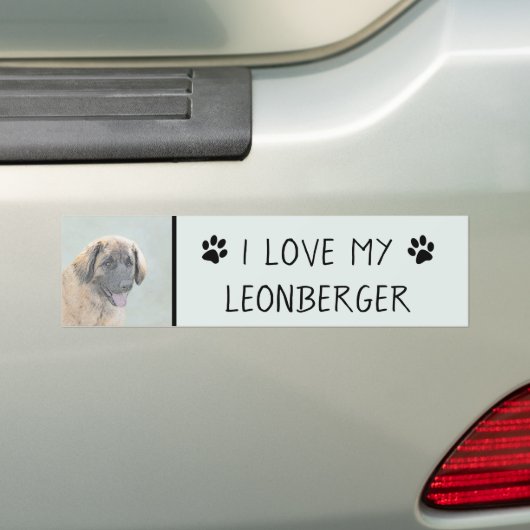 Leonberger schilderen - Kute Original Dog Art Bumpersticker (Op auto)
