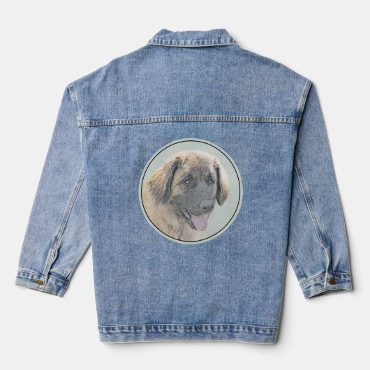 Leonberger schilderen - Kute Original Dog Art Denim Jacket (Achterkant)