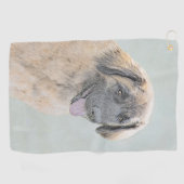 Leonberger schilderen - Kute Original Dog Art Golfhanddoek (Horizontaal)