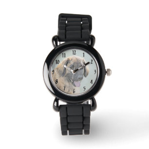 Leonberger schilderen - Kute Original Dog Art Horloge