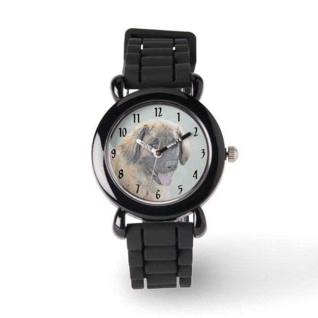 Leonberger schilderen - Kute Original Dog Art Horloge (Voorkant)
