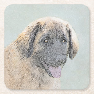 Leonberger schilderen - Kute Original Dog Art Kartonnen Onderzetters