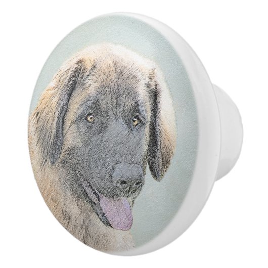Leonberger schilderen - Kute Original Dog Art Keramische Knop (Rechts)