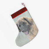 Leonberger schilderen - Kute Original Dog Art Kleine Kerstsok (Achterkant (Hangend))