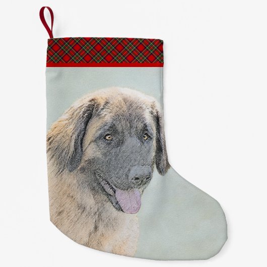Leonberger schilderen - Kute Original Dog Art Kleine Kerstsok (Voorkant)