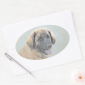 Leonberger schilderen - Kute Original Dog Art Ovale Sticker (Envelop)
