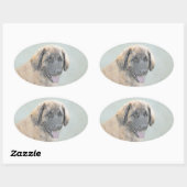 Leonberger schilderen - Kute Original Dog Art Ovale Sticker (Vel)