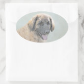 Leonberger schilderen - Kute Original Dog Art Ovale Sticker (Tas)