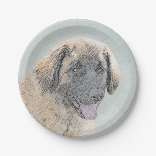 Leonberger schilderen - Kute Original Dog Art Papieren Bordje (Voorkant)