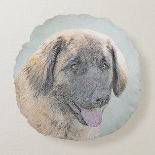 Leonberger schilderen - Kute Original Dog Art Rond Kussen