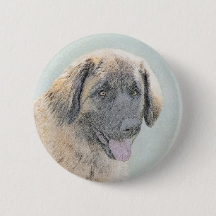 Leonberger schilderen - Kute Original Dog Art Ronde Button 5,7 Cm