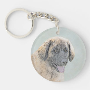 Leonberger schilderen - Kute Original Dog Art Sleutelhanger