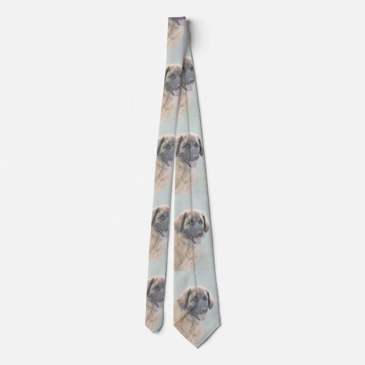 Leonberger schilderen - Kute Original Dog Art Stropdas (Achterkant)