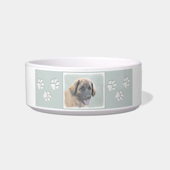 Leonberger schilderen - Kute Original Dog Art Voerbakje (Rechts)
