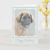 Leonberger schilderen - Originele Dog Art aanklage Kaart (Gele Bloem)