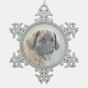 Leonberger schilderen - Originele Dog Art aanklage Tin Sneeuwvlok Ornament