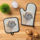 Leonberger Schilderij Leo Schattigee Originele Pet Ovenwant & Pannenlap Set (Top down)