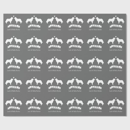 Leonberger Silhouetten Paar met Tekst Cadeaupapier (Vlak)