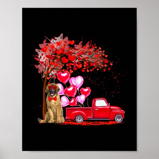 Leonberger Sunbril Hearts Tree Pickup Truck Lov Poster (Voorkant)