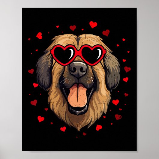 Leonberger Valentijn Hart Schattigee Hondenliefheb Poster (Voorkant)
