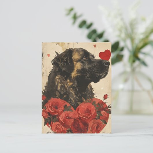 Leonberger  Valentijnsdag Briefkaart (Staand voorkant)
