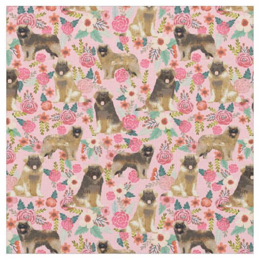 leonberger vintage florals roze stof (Close Up)