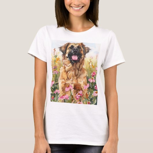 Leonberger Watercolor Dames T-Shirt (Voorkant)