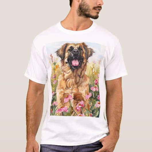 Leonberger Watercolor Heren T-Shirt (Voorkant)