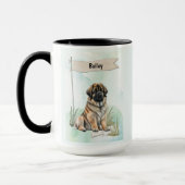 Leonberger Watercolor Personalized Dog Mok (Links)