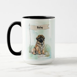 Leonberger Watercolor Personalized Dog Mok