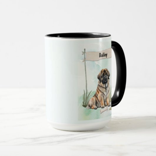 Leonberger Watercolor Personalized Dog Mok (Voorkant rechts)