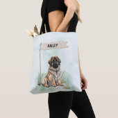 Leonberger Watercolor Personalized Dog Tote Bag (Dichtbij)