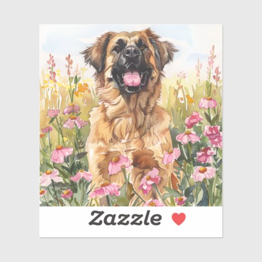 Leonberger-waterverf sticker (uitgestanste vorm) (Vel)