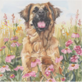 Leonberger-waterverf sticker (uitgestanste vorm) (Voorkant)