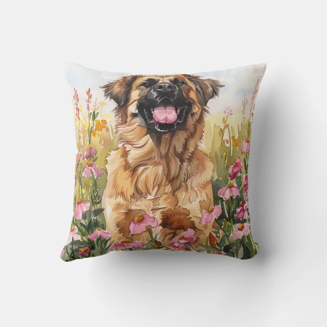 Leonberger-waterverf-werpkussen Kussen (Achterkant)