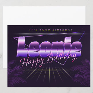Leonie Name Vorname lila retro Karte Geburtstag Kaart