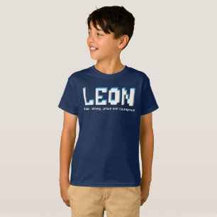 Leonjongens noemen en betekenen pixels tekst t-shirt