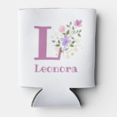 Leonora Naam met een bloemendesign Blikjeskoeler (Voorkant)